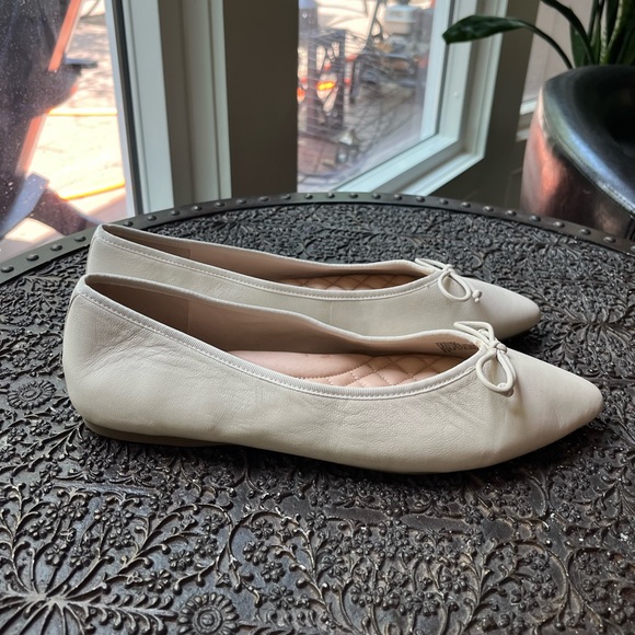 BIRDIES THE GOLDFINCH BOW LEATHER ECRU FLATS 9.5 - Picture 7 of 12